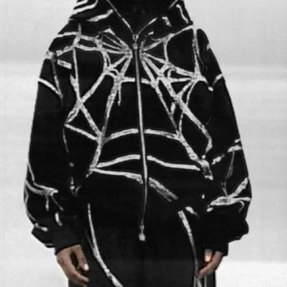 RARE Named Collective Poison Spider Web Rhinestone Track Suit Hoodie Pants - Picture 3 of 8